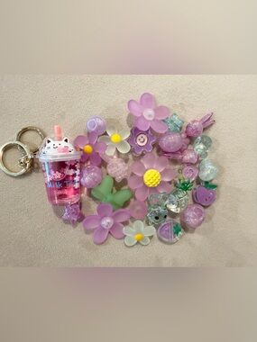 Lot #3 New DIY Beads Set - Purple Bag charms Phone Charms Beads